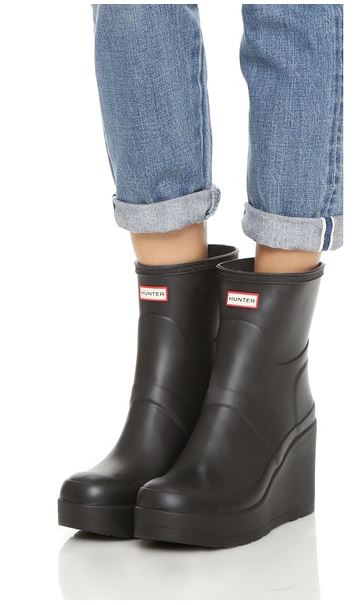 Hunter Wedge Rubber Rain Ankle Boots 