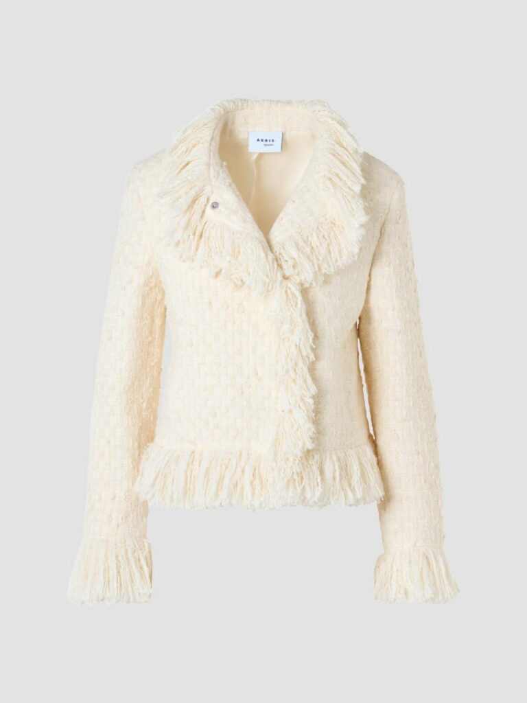 Akris Punto Bouclé Tweed Wool-Blend Jacket in Winter White