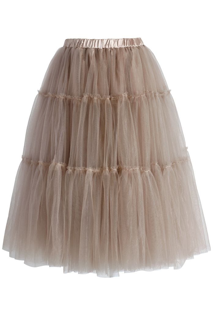 Chicwish Amore caramel tulle midi skirt