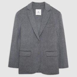 ANINE BING Quinn grey wool-cashmere two-button blazer