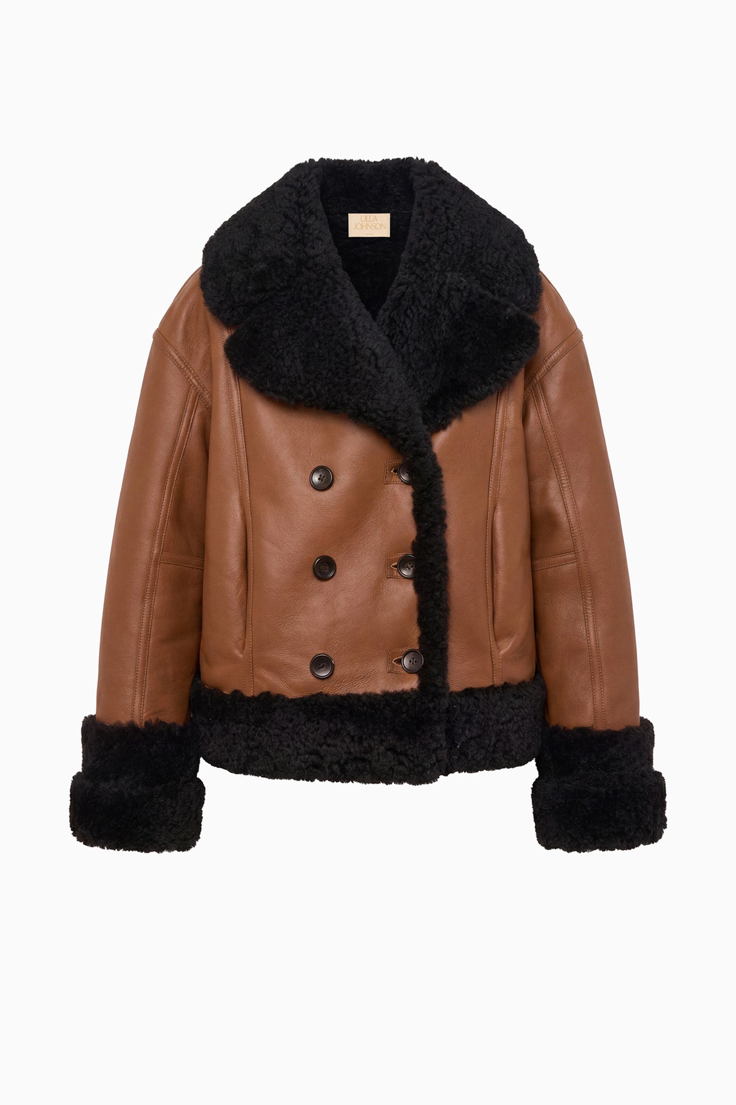 Ulla Johnson Nisha reversible cognac leather and black shearling coat
