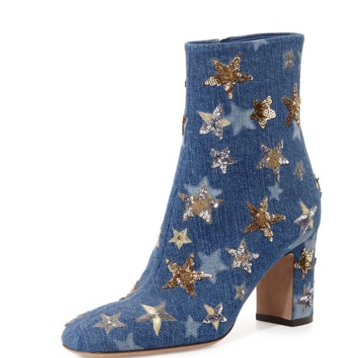 Valentino-star-studded-denim-ankle-boot