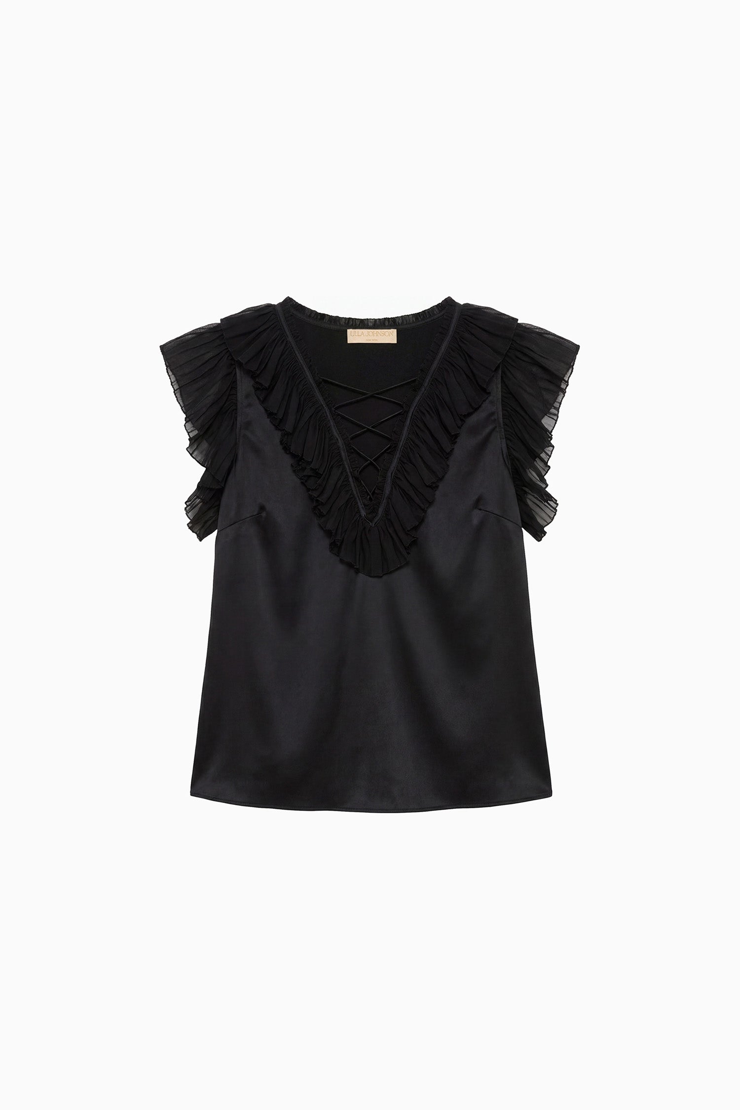 Ulla Johnson Ilyana black silk ruffle top