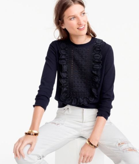 JCrew Lace eyelet sweater sale