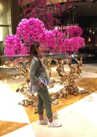 Aria hotel Las Vegas- Ruffle top with sweater