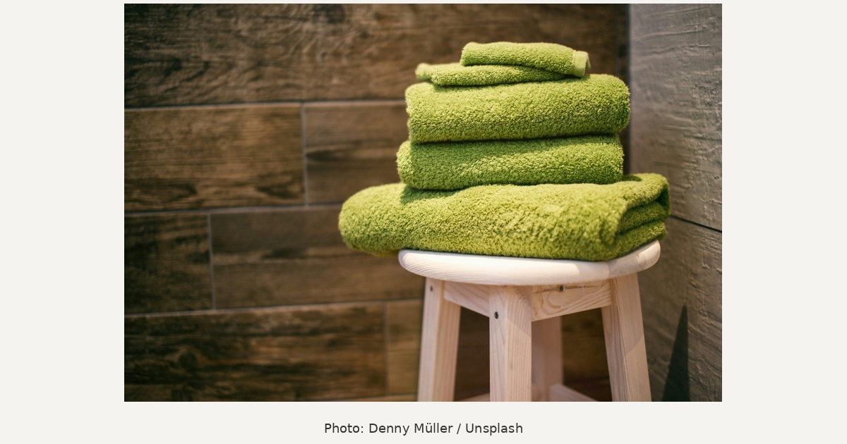 Folded green towels, skincare care illustration