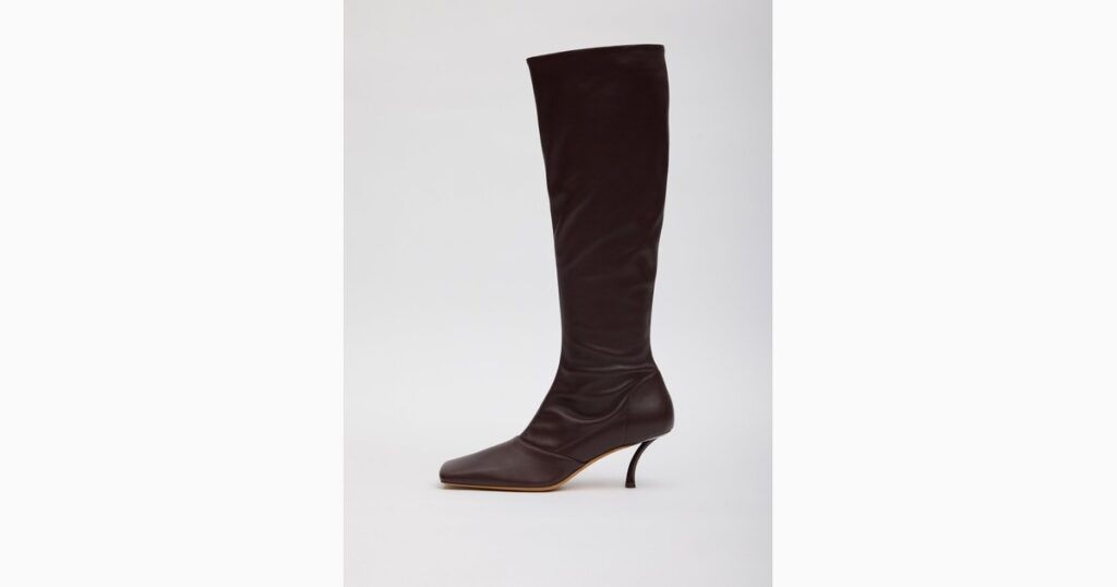Knee-high boots for women: Tibi Brannon leather knee-high boots in burgundy