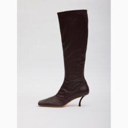 Knee-high boots for women: Tibi Brannon leather knee-high boots in burgundy