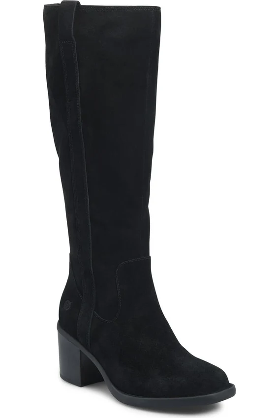 Knee-high boots for women: Born Harding suede knee-high boots in black Knee-high boots for women: Born Harding suede knee-high boots in black