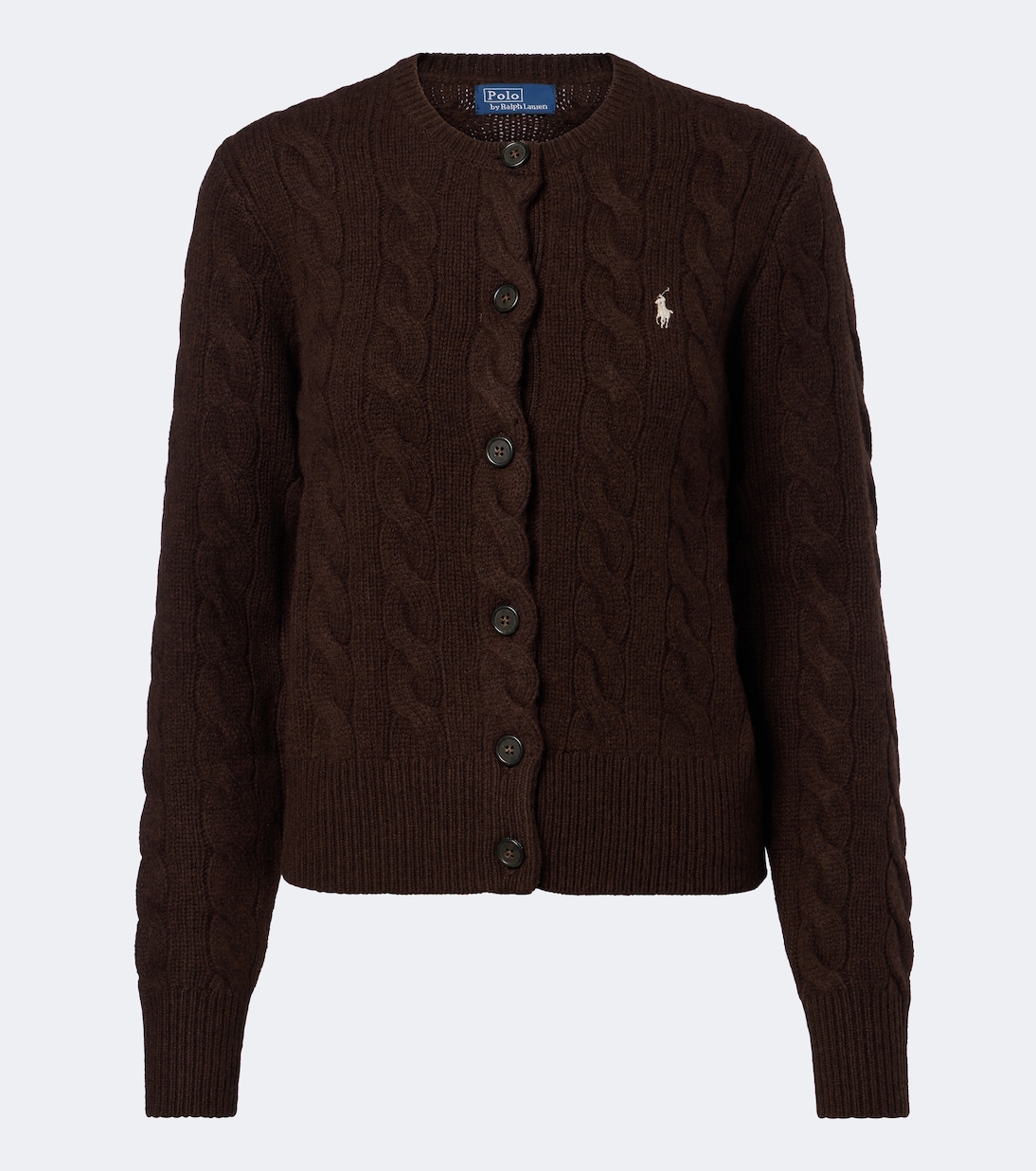 Polo Ralph Lauren Brown Cable-Knit Wool-and-Cashmere Cardigan