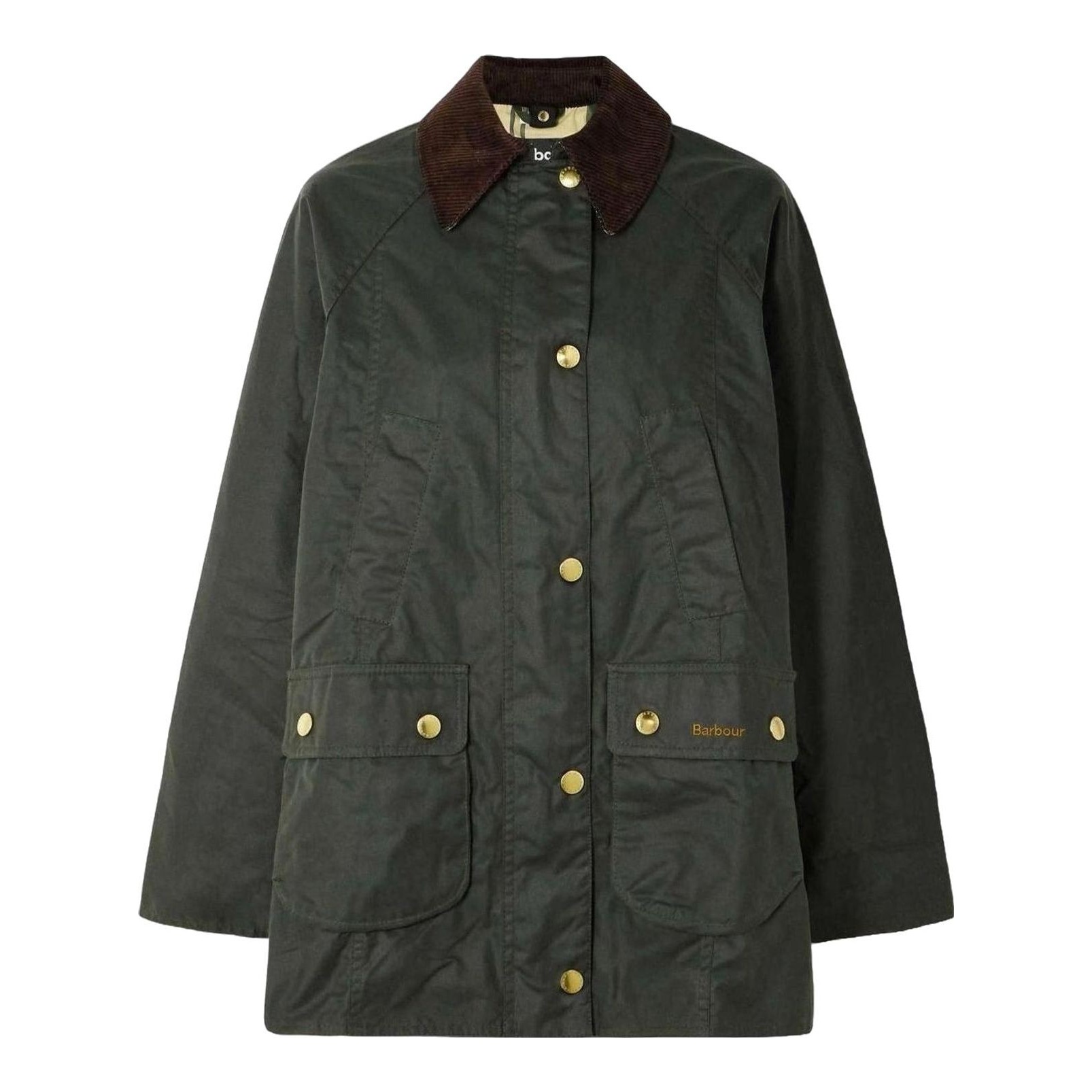 Barbour Beadnell Dark-Green Waxed-Cotton Jacket with Corduroy Collar