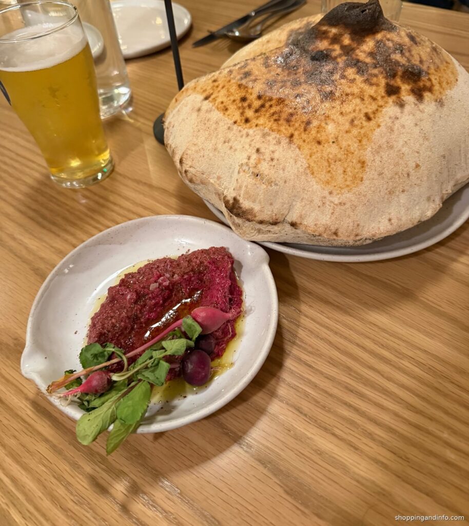 Matilda Park City Utah dinner: flatbread and beet spread
