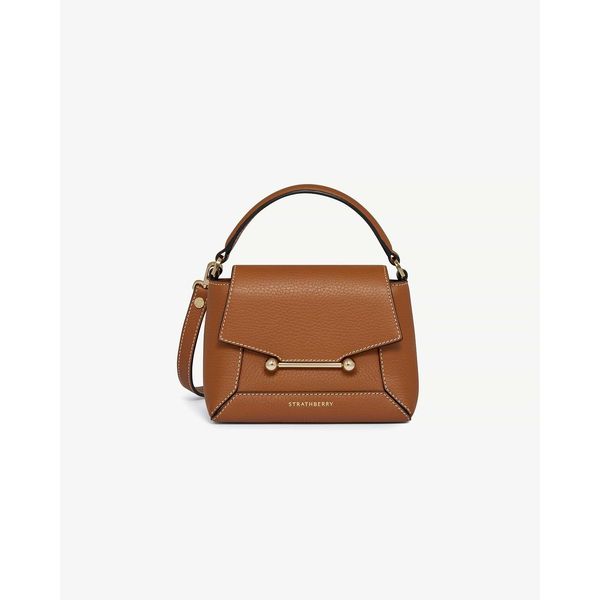Strathberry Mosaic Nano in Tan with Vanilla Stitch, a quiet luxury crossbody bag