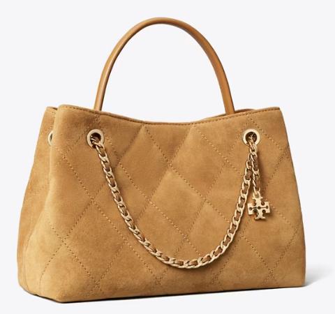 Tory Burch Small Fleming Suede Carryall in Toffee - Hamptons Weekend Tory Burch Small Fleming Suede Carryall in Toffee - Hamptons Weekend