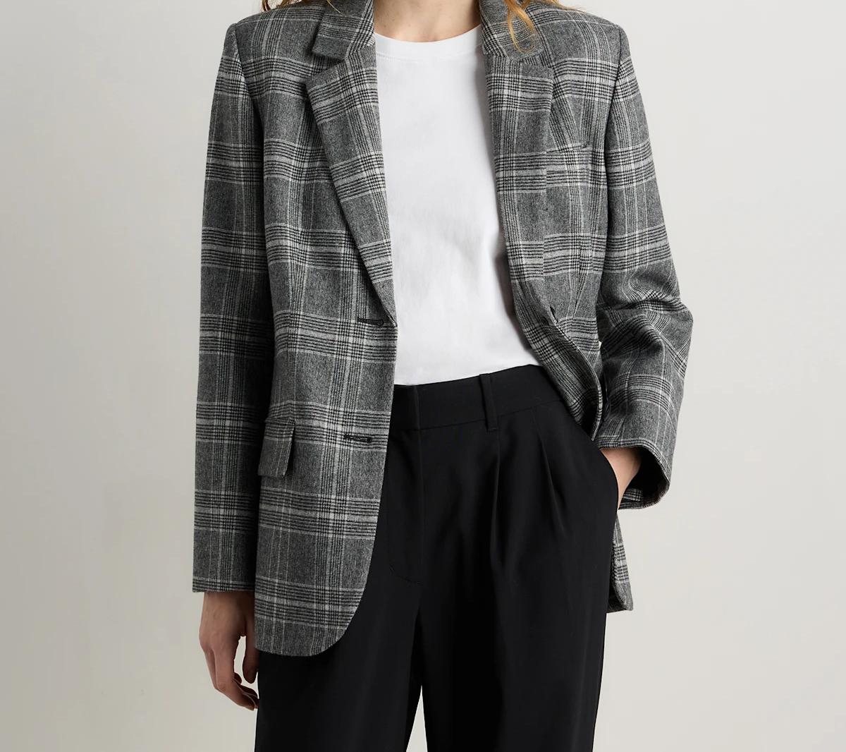 the glen-plaid wool-blend blazer