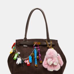 Steve Madden Leilani chocolate faux-suede tote with removable charms