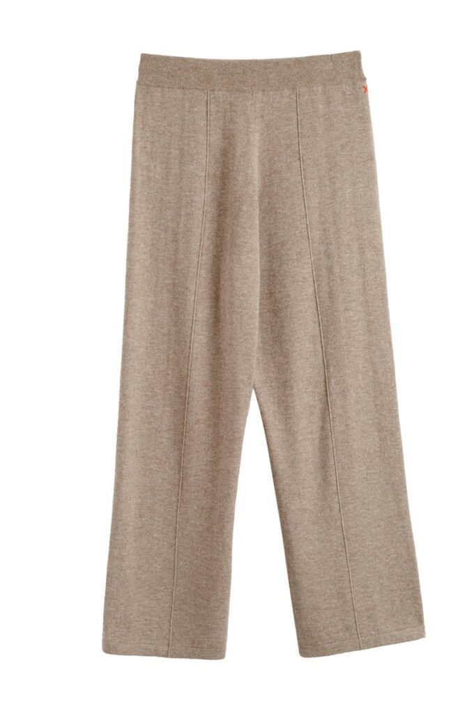 Chinti and Parker Warm Oatmeal Wool Cashmere Wide-Leg Track Pants
