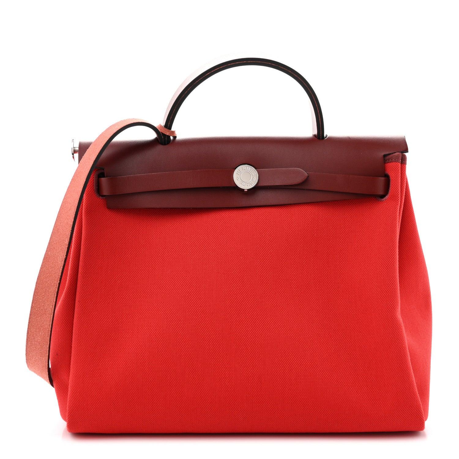 Red canvas top-handle bag - Hermès Herbag Zip 31 Red canvas top-handle bag - Hermès Herbag Zip 31