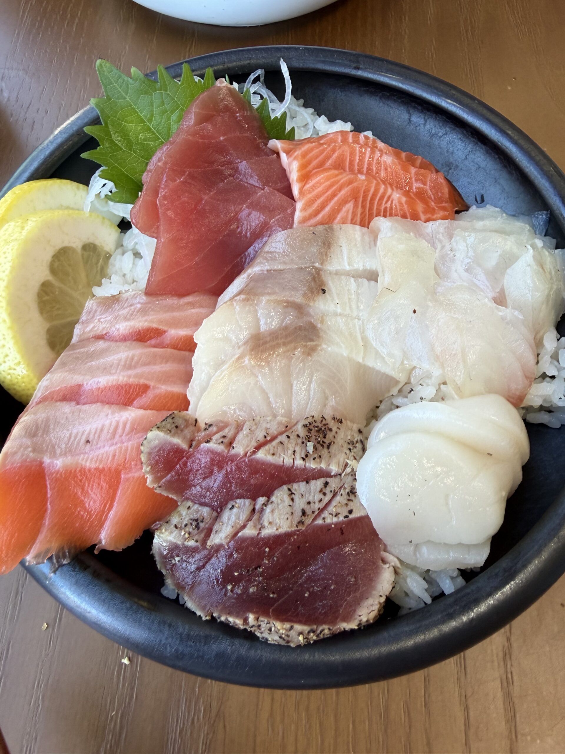 Chirashi bowl with sashimi over rice