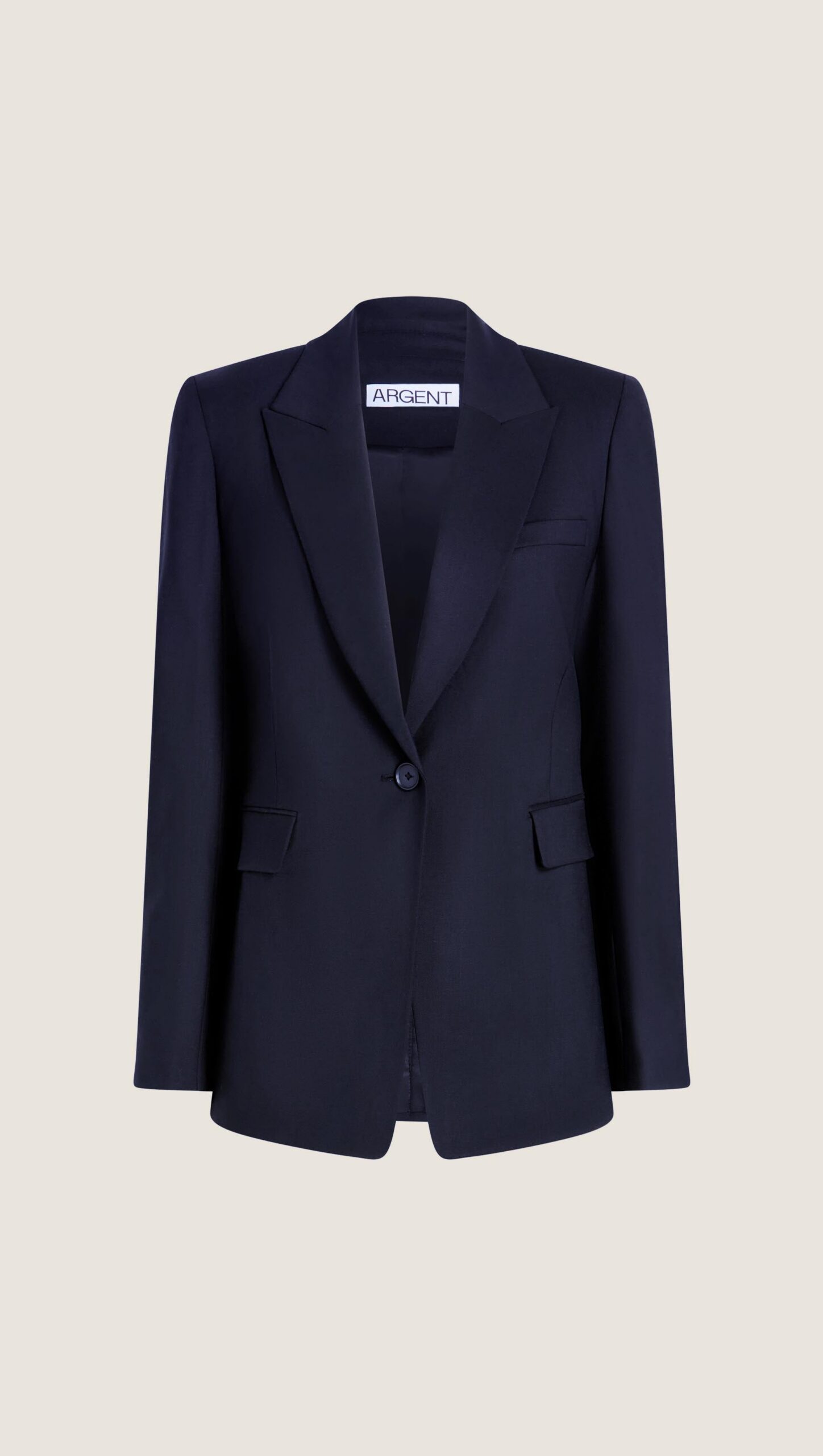Argent Single Button Blazer in Seasonless Wool in Midnight - Kaitlyn Meade outfits