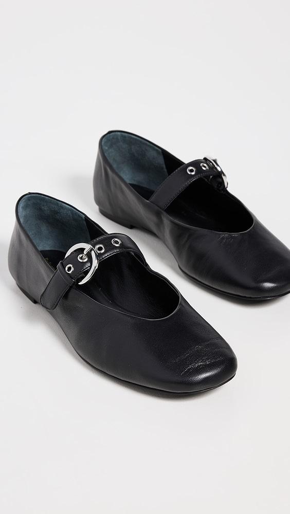 Black leather buckle ballet flats - Reformation