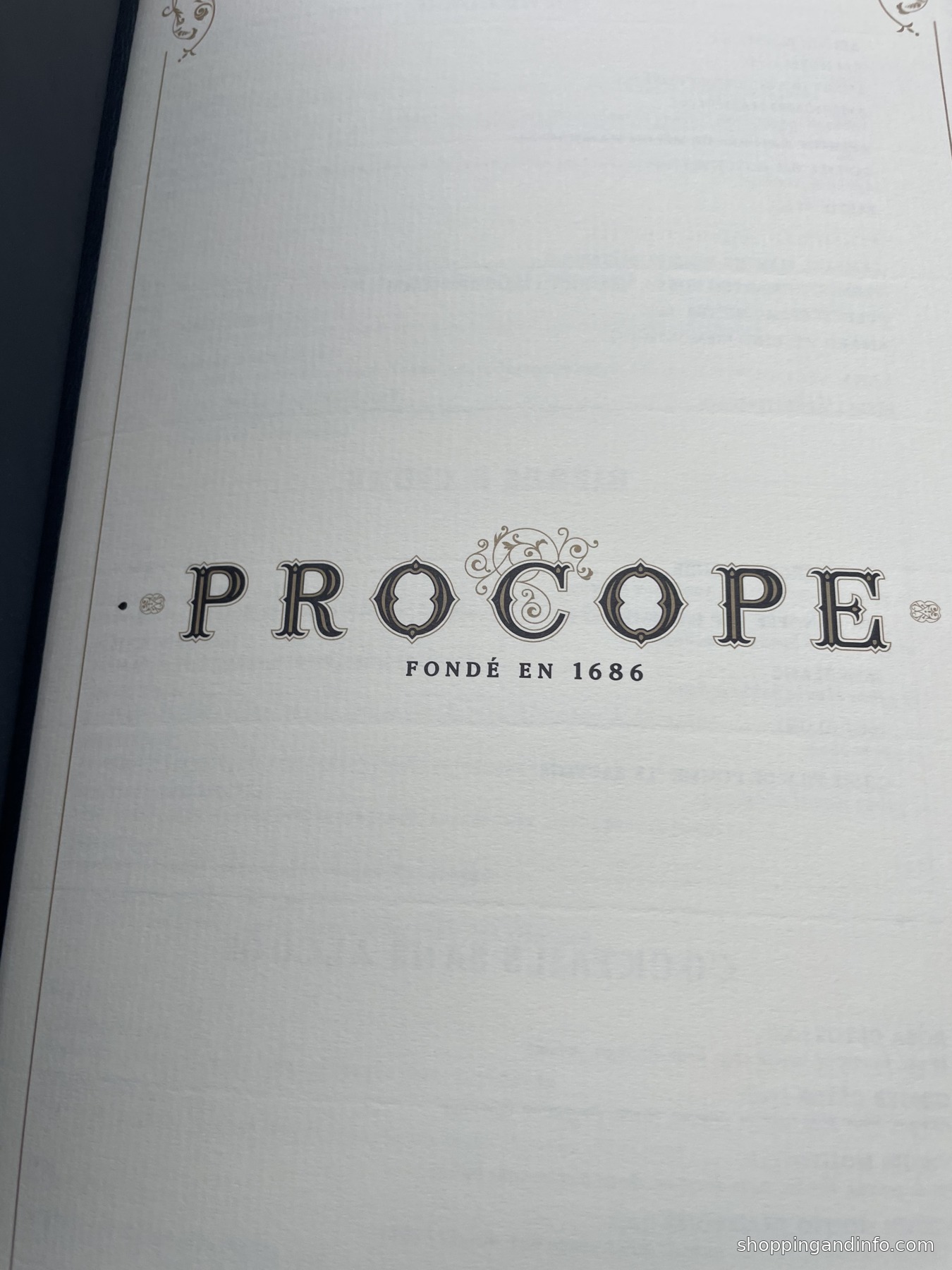 Le Procope menu from our Paris meal - Paris fall guide