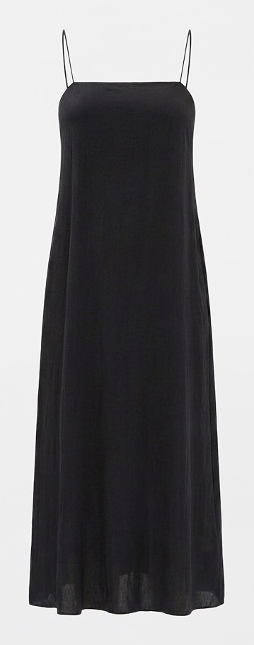 Tibi black square-neck slip cami dress