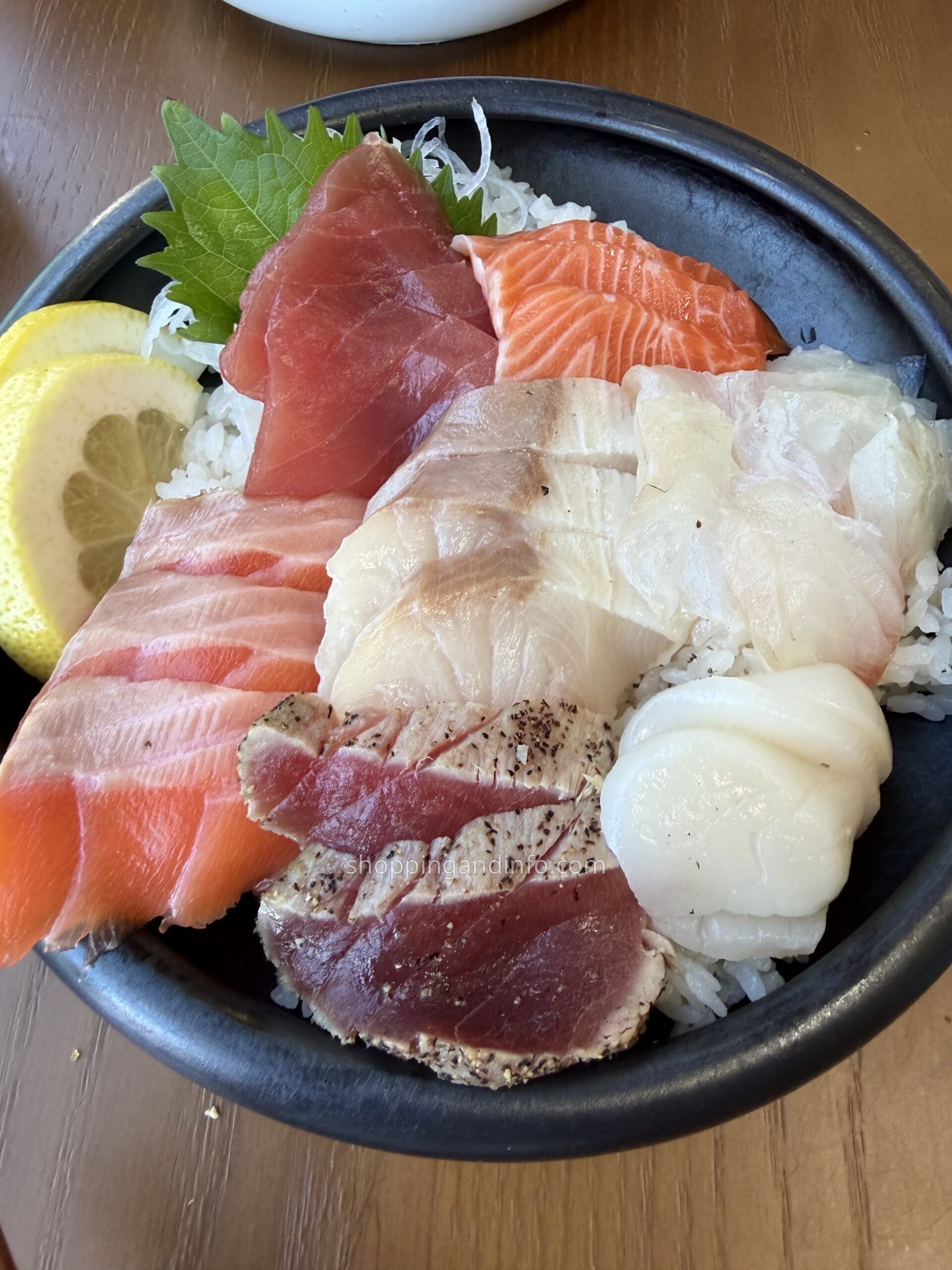 Chirashi bowl with sashimi over rice