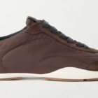 Brunello Cucinelli dark-brown shell and suede sneakers