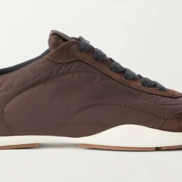 Brunello Cucinelli dark-brown shell and suede sneakers