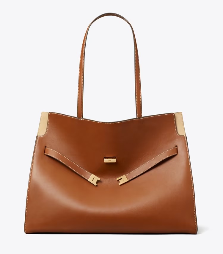 Tory Burch Lee Radziwill Tote in Aged Tan