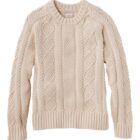 Women's fisherman sweaters: L.L.Bean Signature Cotton Fisherman Crewneck in Beige