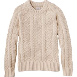 Women's fisherman sweaters: L.L.Bean Signature Cotton Fisherman Crewneck in Beige