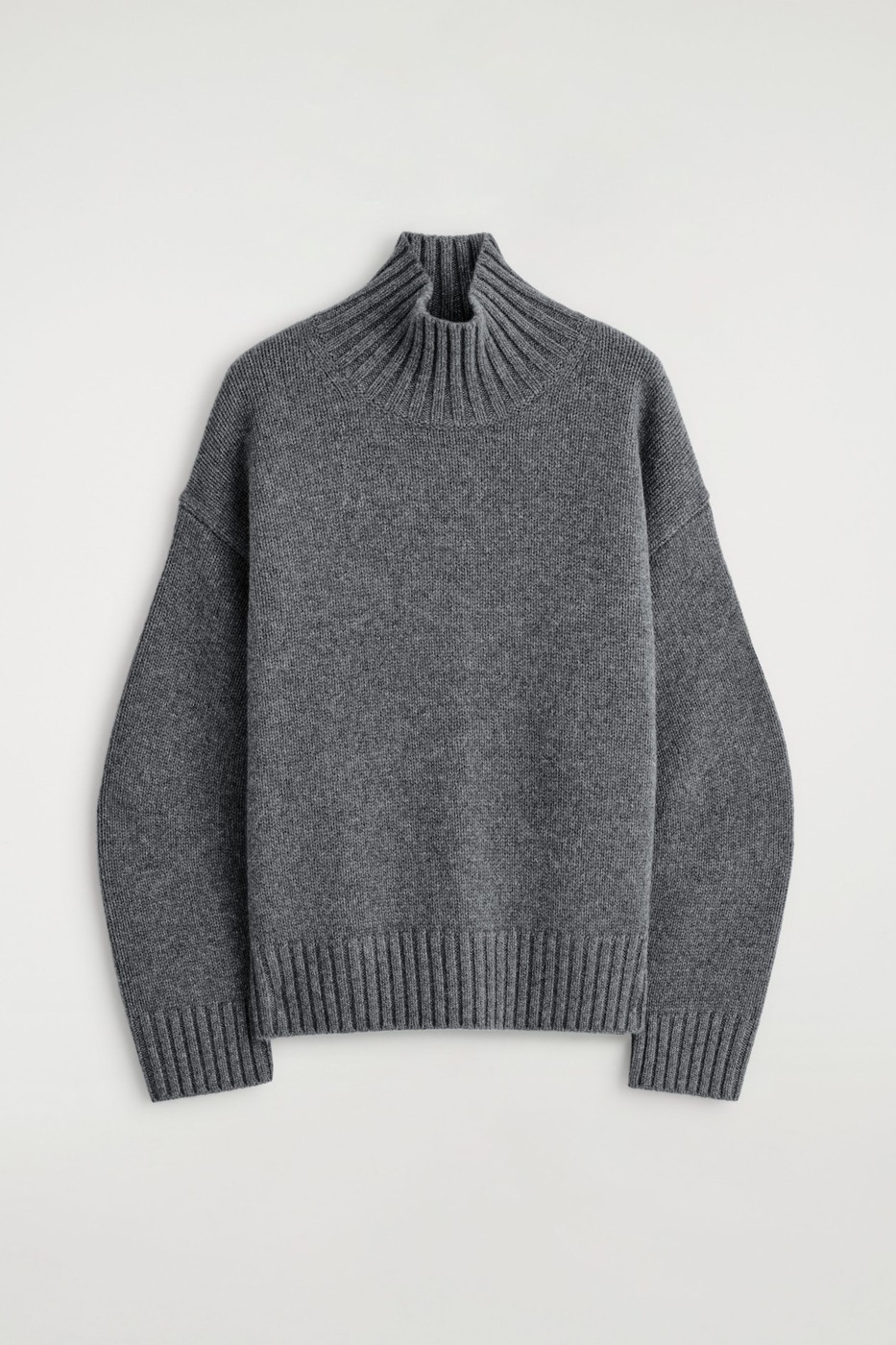 COS Dark Grey Melange pure cashmere mock-neck sweater