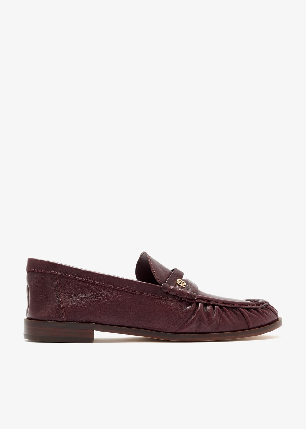 Schutz Tyche burgundy ruched leather loafers