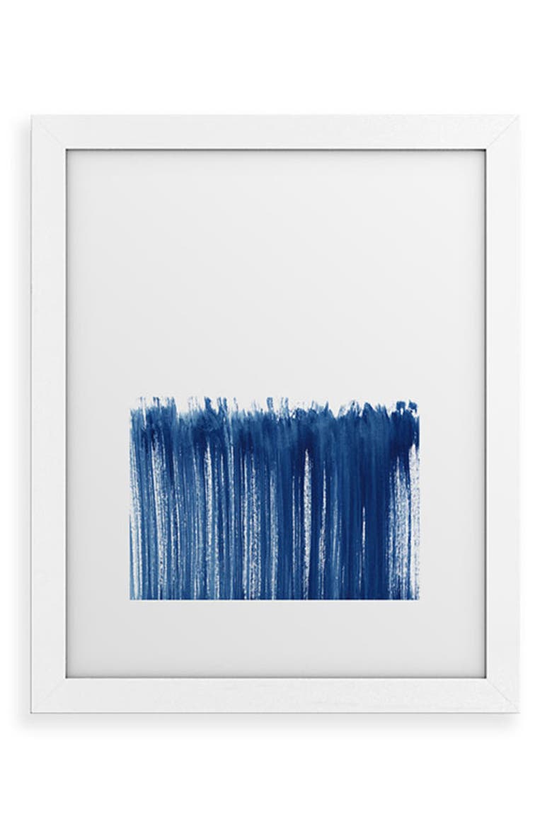 Indigo Abstract Brush Strokes Wall Art - White Frame 16x20 - Top Luxury Home Decor Pieces to Elevate Your Space