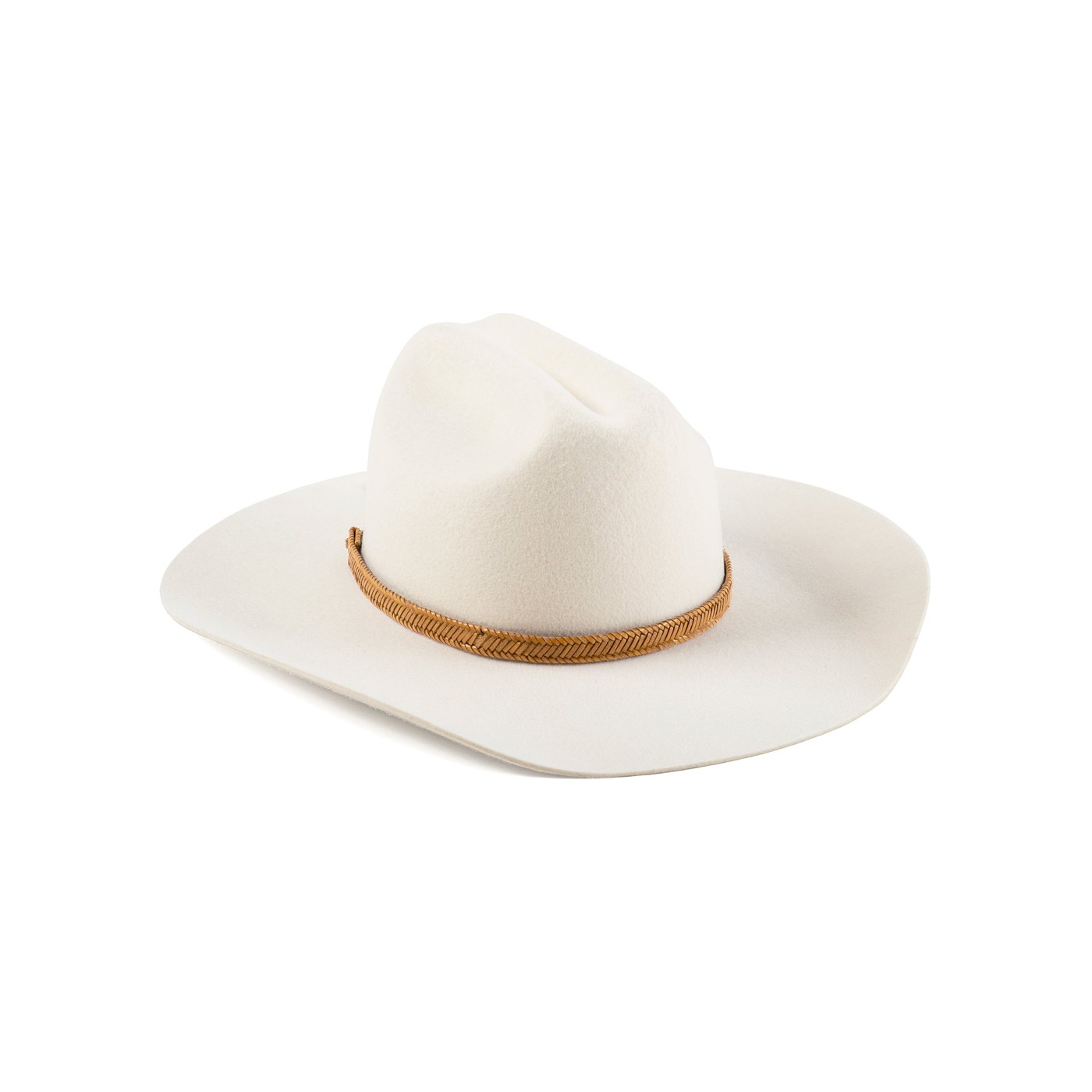Ivory Lack of Color The Ridge wool felt cowboy hat with a tan woven band