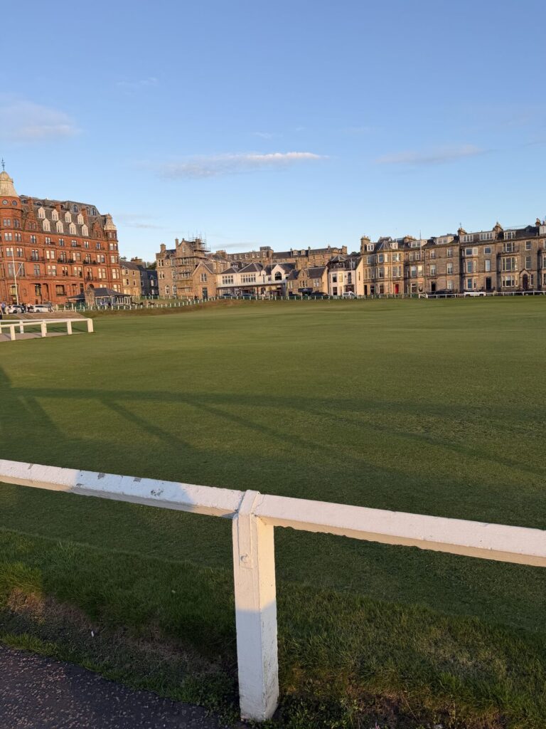 Scottish designers and packing ideas for St Andrews: Old Course view