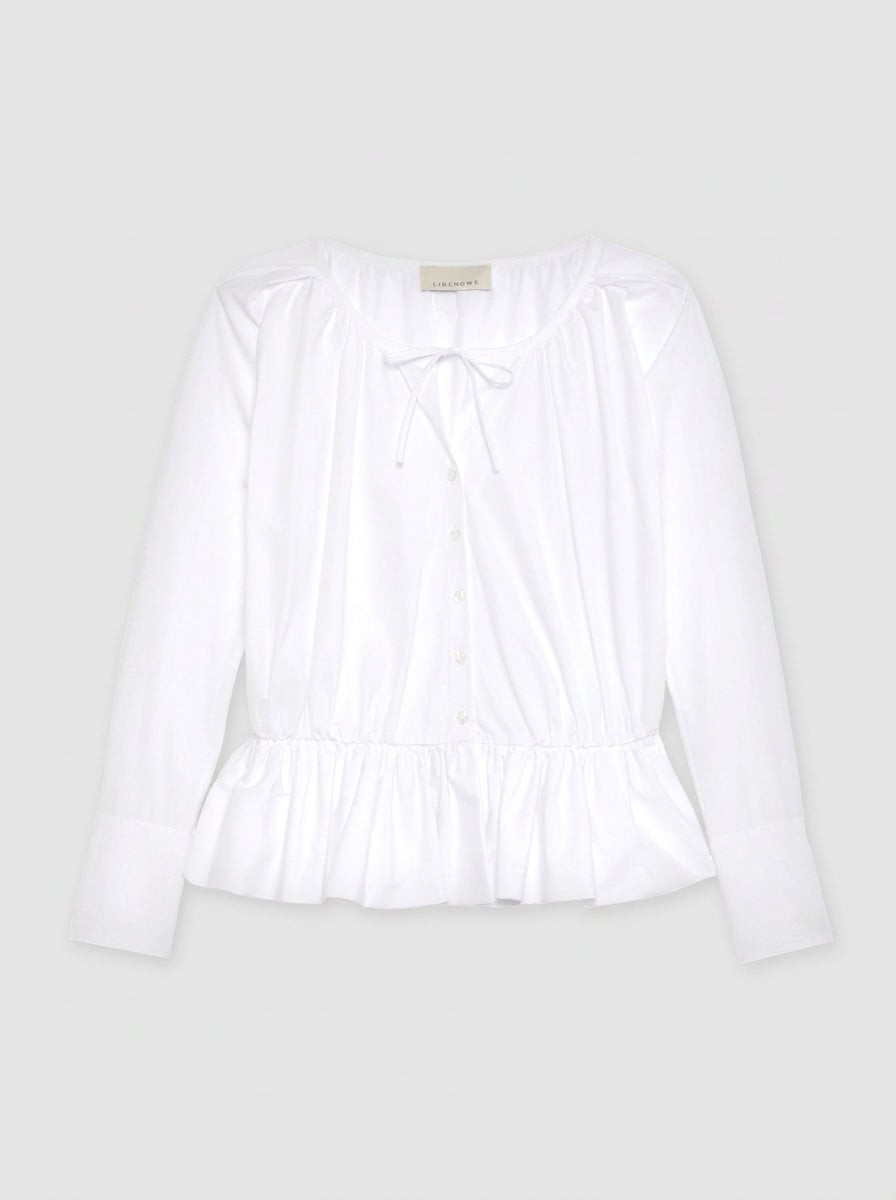 Liberowe White Peplum Shirt - Palisades Village lunch outfits