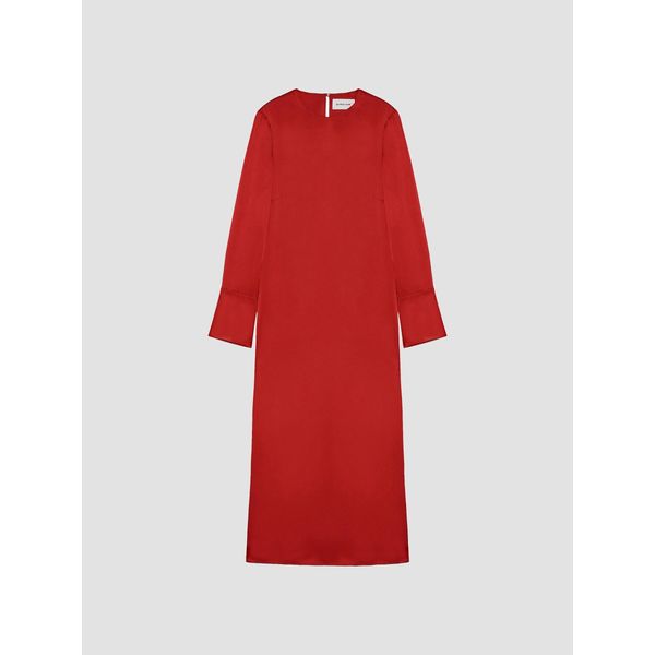 Armarium Bruna Red Long-Sleeve Silk Midi Dress