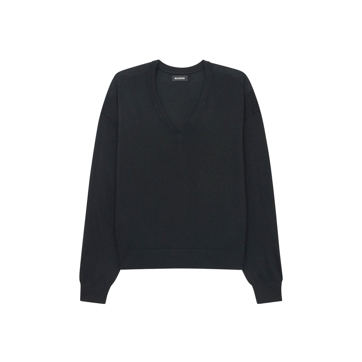 NAADAM black superfine cashmere V-neck