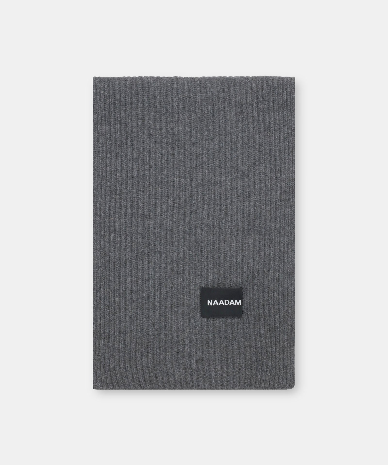 NAADAM Signature Cashmere Ribbed Scarf in Granite