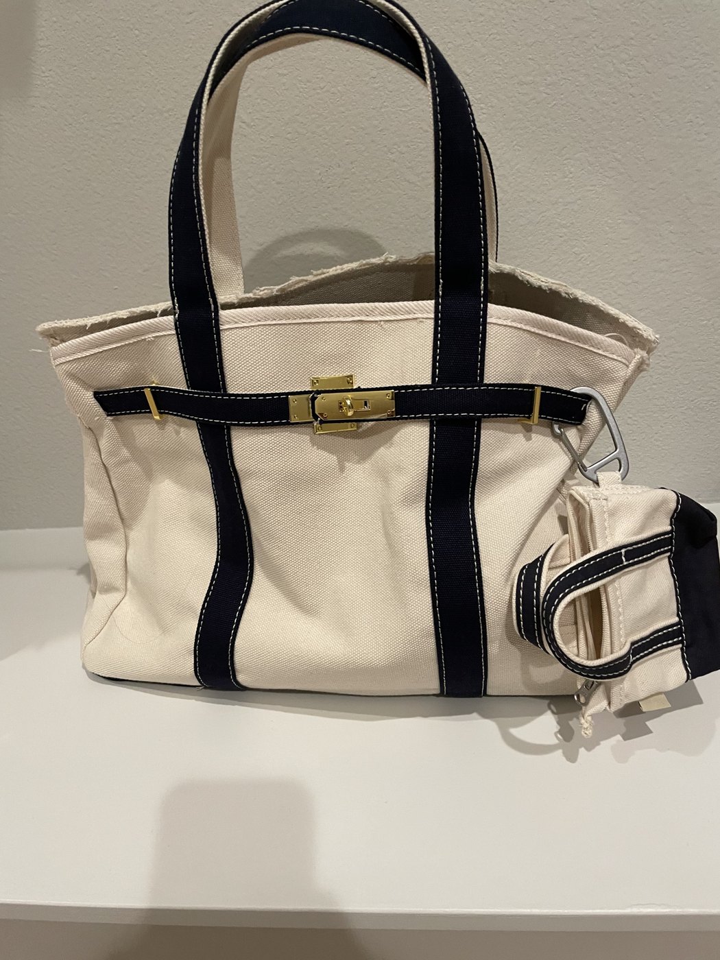 My own Boatkin bag with navy trim