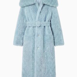 Ulla Johnson Laureline reversible shearling coat in turquoise