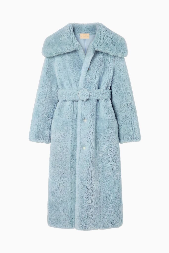 Ulla Johnson Laureline reversible shearling coat in turquoise