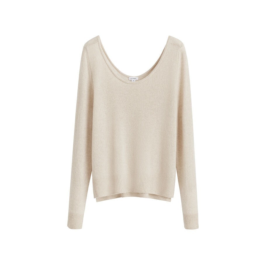 Cuyana ecru single-origin cashmere scoop-neck sweater