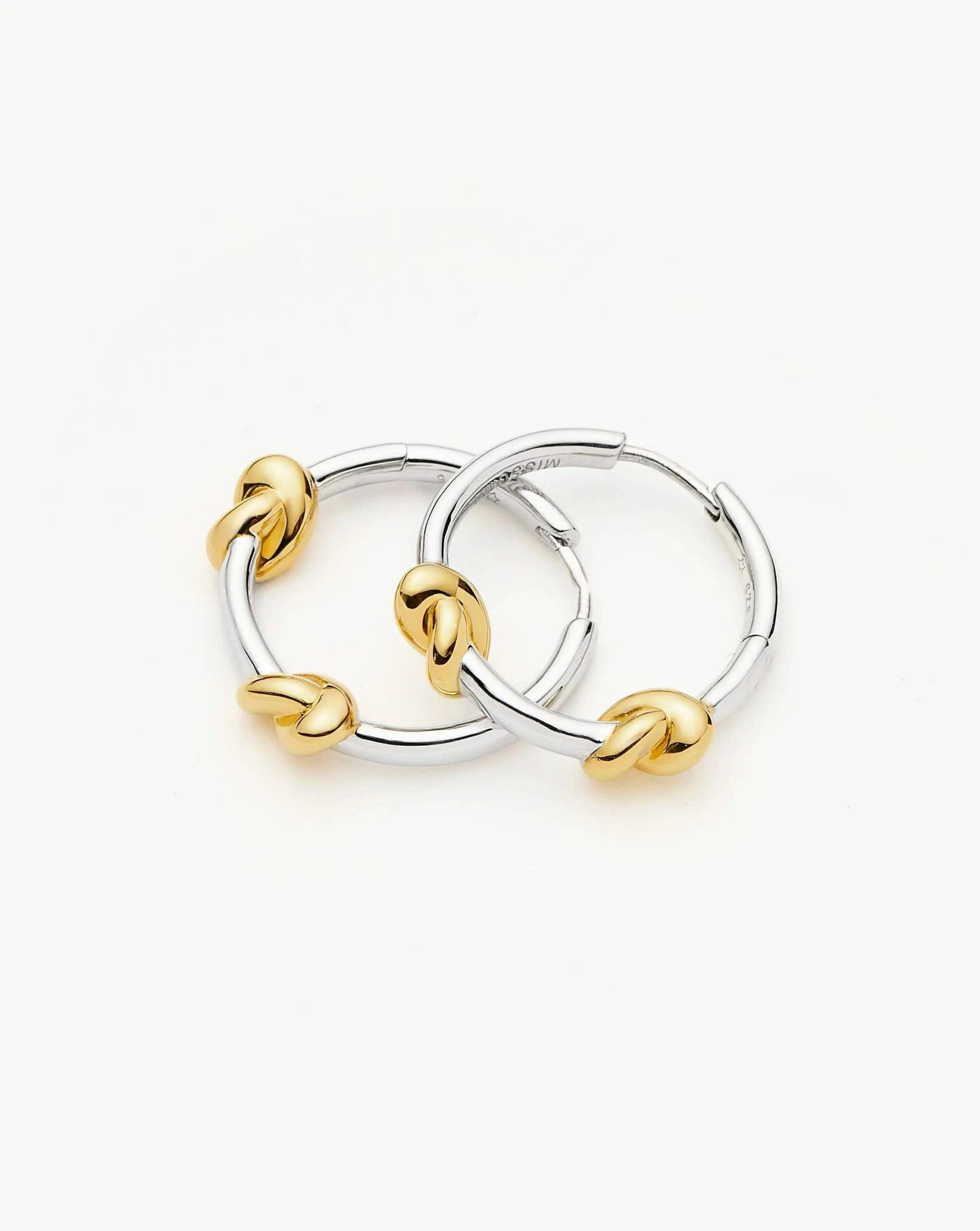 small mixed-metal knot hoop earrings - Missoma Lucy Williams Knot Small Hoop Earrings in Mixed Metal - Cami Miller outfits