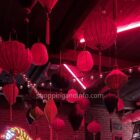Red lanterns and neon lights in Las Vegas