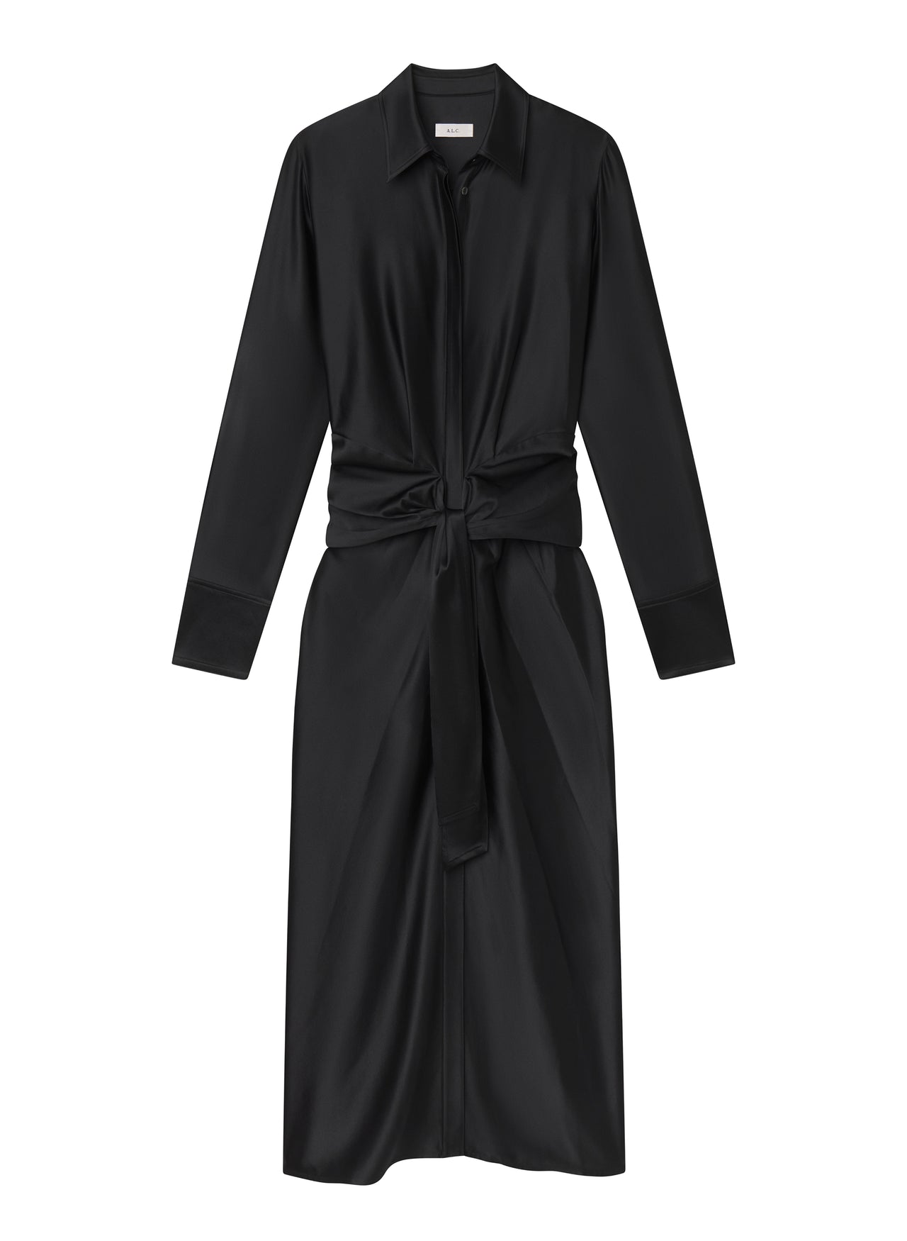 Black silk long-sleeve Mila midi dress by A.L.C.