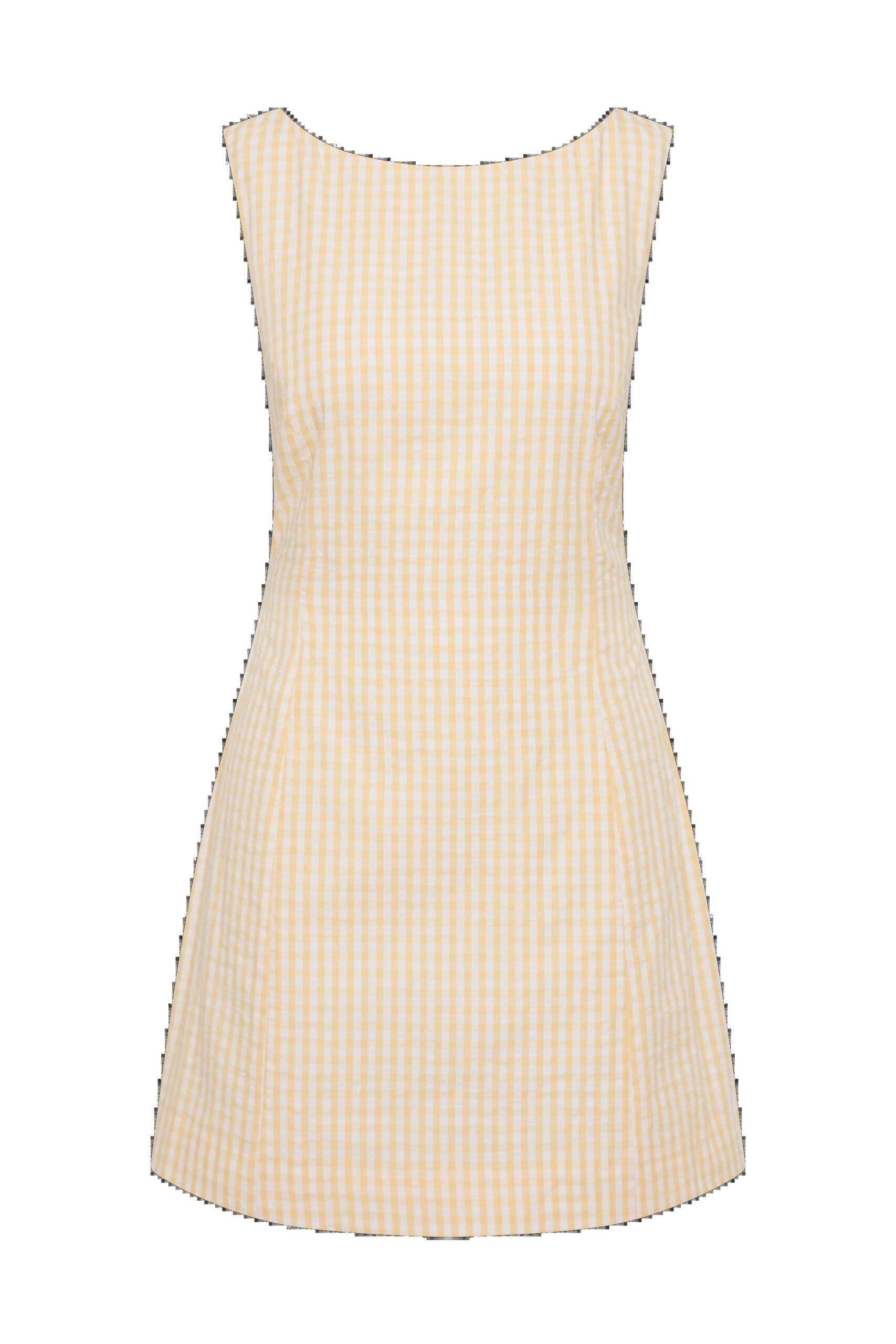 Faithfull Sofia butter-yellow gingham shift dress
